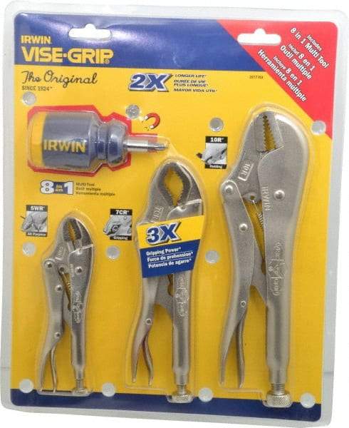 Irwin - 4 Piece Locking Plier Set - Comes in Display Card - USA Tool & Supply