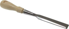 Stanley - 9-17/32" OAL x 3/4" Blade Width Wood Chisel - 3/4" Tip, Hornbeam Wood Handle - USA Tool & Supply