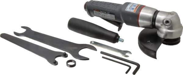Ingersoll-Rand - 5" Wheel Diam, 12,000 RPM, Pneumatic Angle & Disc Grinder - 5/8-11 Spindle, 41 CFM, Rear Exhaust - USA Tool & Supply