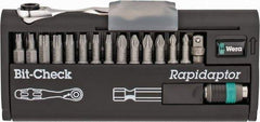 Wera - 30 Piece, Screwdriver 1/4" Bit Ratchet Bit Set - #1 to #3 Phillips, 3/32 to 1/4" Hex, T10 to T40 Torx - USA Tool & Supply