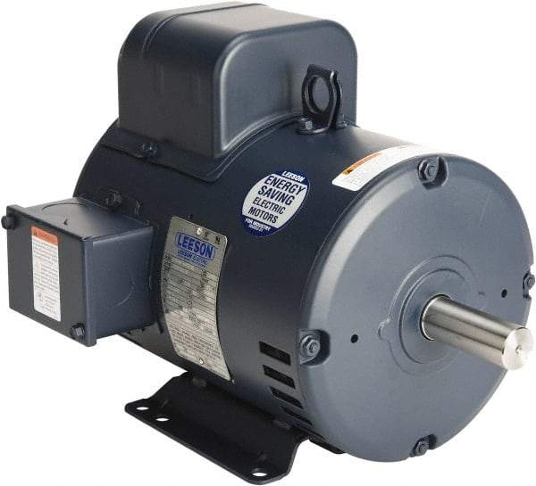 Leeson - 7-1/2 Max hp, 3,600 Max RPM, Capacitor Start Electric AC DC Motor - 230 V Input, Single Phase, 184T Frame, 1-1/8" Shaft Diam, Rigid Base Mount, Drip-proof Enclosure - USA Tool & Supply