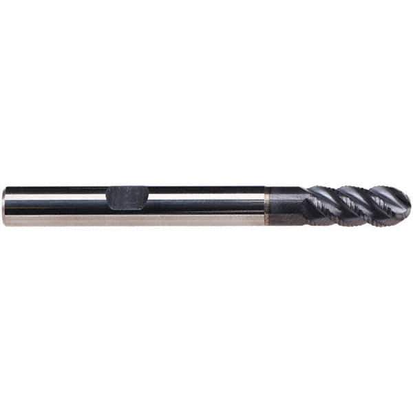 Emuge - 3mm Diam, 8mm LOC, 3 Flute Solid Carbide Ball End Mill - TiAlN Finish, Single End, 57mm OAL, 6mm Shank Diam, Ball Flute - USA Tool & Supply