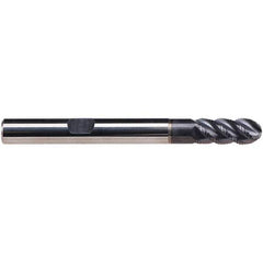 Emuge - 5mm Diam, 13mm LOC, 3 Flute Solid Carbide Ball End Mill - TiAlN Finish, Single End, 57mm OAL, 6mm Shank Diam, Ball Flute - USA Tool & Supply