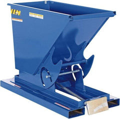 Vestil - 4,000 Lb Load Capacity, 1/4 Cu Yd, Steel Self-Dumping Hopper - 26" Wide x 51-7/8" Long x 38-1/16" High, Blue - USA Tool & Supply