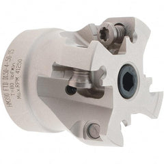 Iscar - 4 Inserts, 1-1/2" Cut Diam, 1/2" Arbor Diam, 0.512" Max Depth of Cut, Indexable Square-Shoulder Face Mill - 0° Lead Angle, 1.37" High, HM390 TDKT 1505.. Insert Compatibility, Through Coolant, Series HeliIQMill - USA Tool & Supply