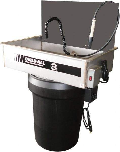 Build-All - Drum Mount Water-Based Parts Washer - 25 Gal Max Operating Capacity, 304 Stainless Steel Tank, 115 Input Volts - USA Tool & Supply