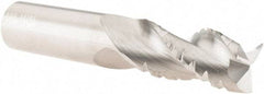 SGS - 3/4" Diam, 1-5/8" LOC, 3 Flute Solid Carbide 0.03" Corner Radius Roughing End Mill - Uncoated, 4" OAL, 3/4" Shank Diam, Single End, Centercutting, 38° Helix - USA Tool & Supply