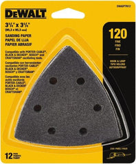 DeWALT - 120 Grit, Aluminum Oxide TriangleSanding Sheet - 3-1/2" Long x 3-3/4" Wide, Fine Grade, Weighted Cloth Backing - USA Tool & Supply