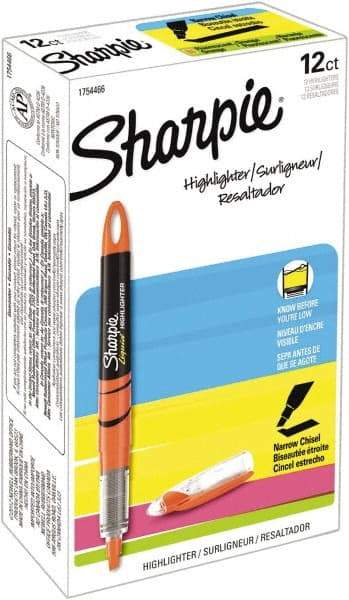 Sharpie - Fluorescent Orange Highlighter - Chisel Tip, AP Nontoxic Ink - USA Tool & Supply