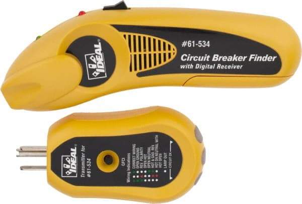 Ideal - 240 to 120 VAC, 47 to 63 Hz, Screenless Circuit Breaker Finder - 9 Volt, Includes GFCI Receptacle Tester, Noncontact Voltage Sensor - USA Tool & Supply