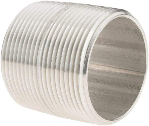 Value Collection - 1-1/2" Pipe x 1-3/4" Long, Grade 304/304L Stainless Steel Pipe Nipple - Welded & Threaded - USA Tool & Supply