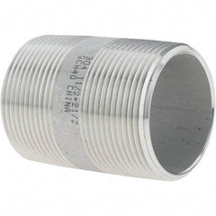 Value Collection - 1-1/2" Pipe x 2-1/2" Long, Grade 304/304L Stainless Steel Pipe Nipple - Welded & Threaded - USA Tool & Supply