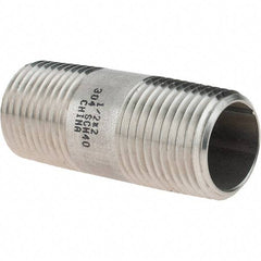 Value Collection - 1/2" Pipe x 2" Long, Grade 304/304L Stainless Steel Pipe Nipple - Welded & Threaded - USA Tool & Supply