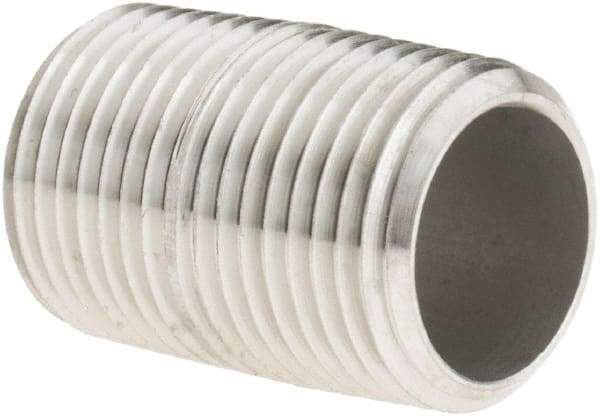 Value Collection - 3/8" Pipe x 1" Long, Grade 304/304L Stainless Steel Pipe Nipple - Welded & Threaded - USA Tool & Supply