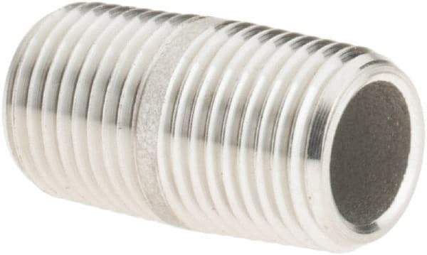 Value Collection - 1/8" Pipe x 3/4" Long, Grade 304/304L Stainless Steel Pipe Nipple - Welded & Threaded - USA Tool & Supply