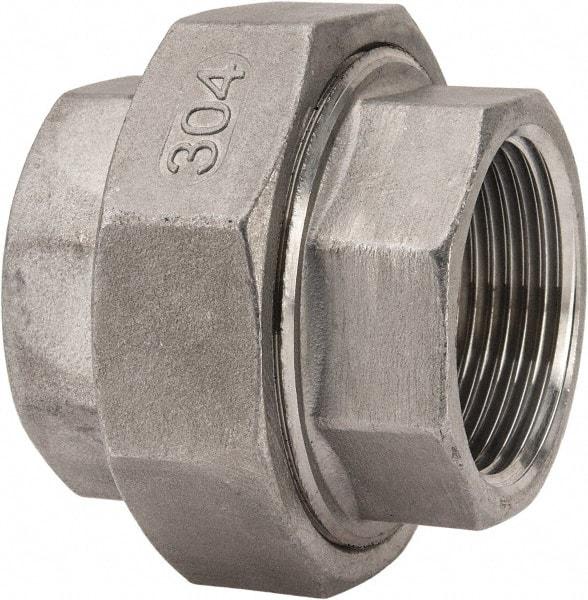 Value Collection - 1-1/4" Grade 304 Stainless Steel Pipe Union - FNPT x FNPT End Connections, 150 psi - USA Tool & Supply