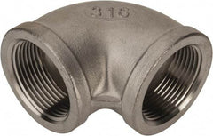 Value Collection - 1-1/4" Grade 316 Stainless Steel Pipe 90° Elbow - FNPT x FNPT End Connections, 150 psi - USA Tool & Supply