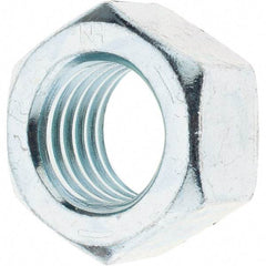 Made in USA - 1-1/8 - 7 UNC Steel Right Hand Hex Nut - 1-11/16" Across Flats, 31/32" High, Zinc Clear Finish - USA Tool & Supply