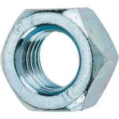 Value Collection - M12x1.75 Metric Coarse Steel Right Hand Hex Nut - 19mm Across Flats, 10mm High, Zinc-Plated Finish - USA Tool & Supply