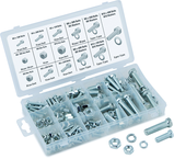 240 Pc. Metric Nut & Bolt Assortment - Bolts; hex nuts and washers. Zinc Oxide finish - USA Tool & Supply