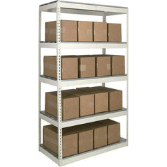 Hallowell - 5 Shelf Starter Open Steel Shelving - 1 Lb Capacity, 72" Wide x 120" High x 48" Deep, Tan - USA Tool & Supply