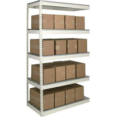 Hallowell - 5 Shelf Add-On Open Steel Shelving - 500 Lb Capacity, 72" Wide x 120" High x 48" Deep, Tan - USA Tool & Supply