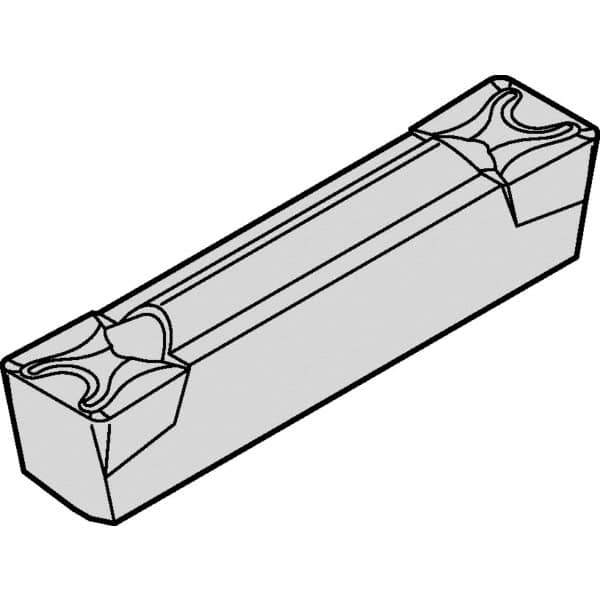 Kennametal - 0405A4G-U GMN Grade KCP25, 4.05mm Cutting Width Carbide Grooving Insert - 3.5mm Max Depth of Cut, Neutral, 0.8mm Corner Radius, TiCN/Al2O3 Finish - USA Tool & Supply