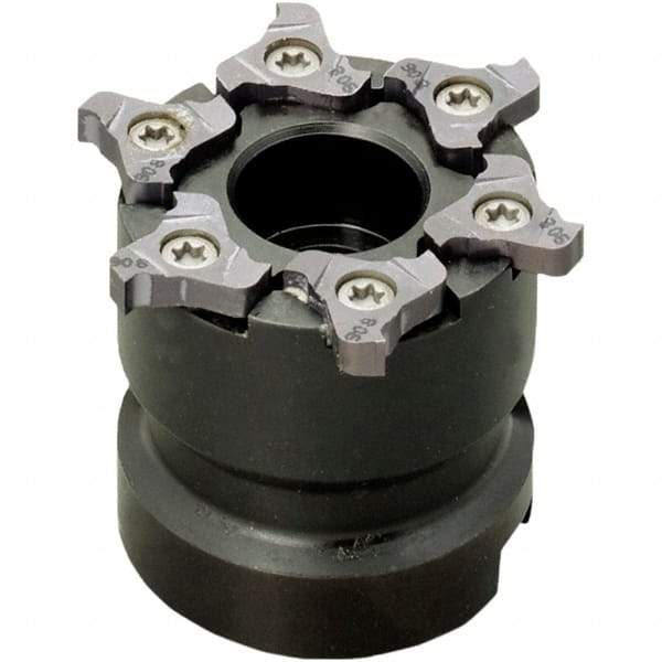 Iscar - Arbor Hole Connection, 0.157" Cutting Width, 0.189" Depth of Cut, 2-1/2" Cutter Diam, 3/4" Hole Diam, 8 Tooth Indexable Slotting Cutter - TRIB-SM Toolholder, TRI Insert, Right Hand Cutting Direction - USA Tool & Supply