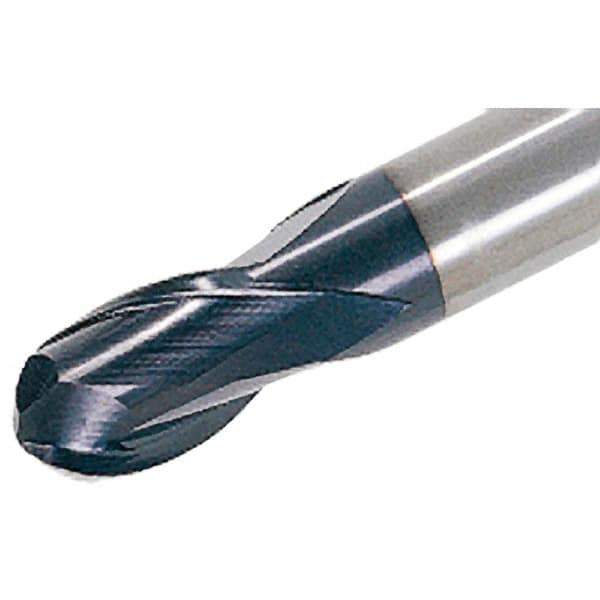 Iscar - 1mm Diam, 2.5mm LOC, 2 Flute Powdered Metal Ball End Mill - TiN Finish, Single End, 47mm OAL, 6mm Shank Diam, Spiral Flute - USA Tool & Supply