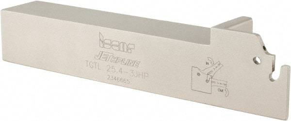 Iscar - External Thread, 1.122" Max Depth of Cut, 2.8mm Min Groove Width, 150mm OAL, Left Hand Indexable Grooving Cutoff Toolholder - 1" Shank Height x 1" Shank Width, TAG Insert Style, TGT Toolholder Style, Series Tang-Grip - USA Tool & Supply