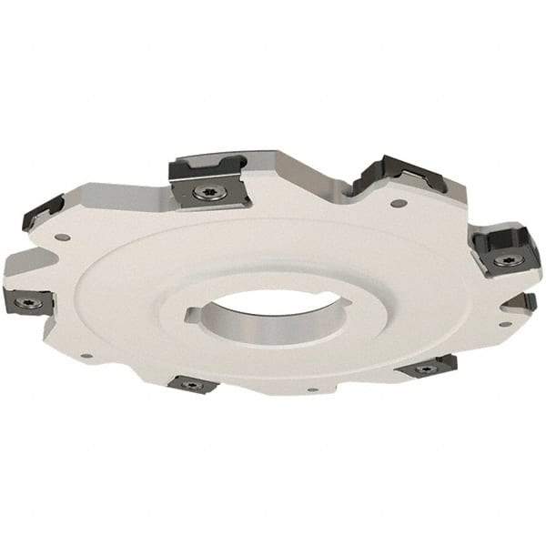 Iscar - Arbor Hole Connection, 0.157" Cutting Width, 22mm Depth of Cut, 80mm Cutter Diam, 22mm Hole Diam, 10 Tooth Indexable Slotting Cutter - SDN Toolholder, LNET Insert, Right Hand Cutting Direction - USA Tool & Supply