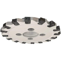 Iscar - Shell Mount C Connection, 0.551" Cutting Width, 58mm Depth of Cut, 250mm Cutter Diam, 60mm Hole Diam, 16 Tooth Indexable Slotting Cutter - FDN-CALN11 Toolholder, LNHT Insert, Right Hand Cutting Direction - USA Tool & Supply