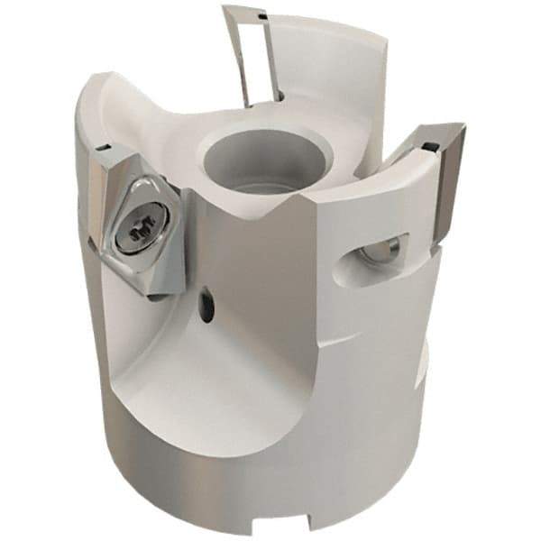 Iscar - 2 Inserts, 2" Cut Diam, 3/4" Arbor Diam, 0.4" Max Depth of Cut, Indexable Square-Shoulder Face Mill - 0/90° Lead Angle, 2.24" High, HSM90S APCR 1405 Insert Compatibility, Through Coolant, Series Helialu - USA Tool & Supply