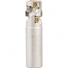 Iscar - 1-1/4" Cut Diam, 1.4" Max Depth of Cut, 1-1/4" Shank Diam, 4-1/4" OAL, Indexable Square Shoulder Helical End Mill - Weldon Shank, 90° Lead Angle, Through Coolant, Series Helitang - USA Tool & Supply