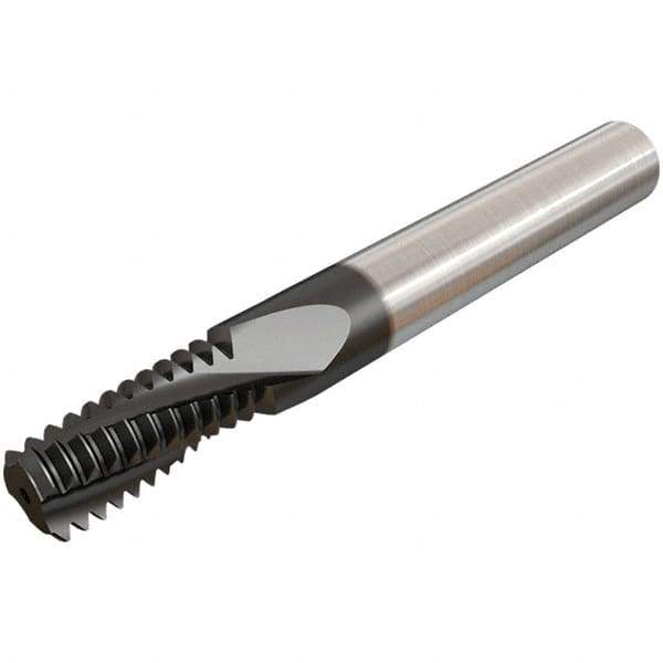 Iscar - M10x1.50 ISO, 0.3071" Cutting Diam, 3 Flute, Solid Carbide Helical Flute Thread Mill - Internal Thread, 17mm LOC, 64mm OAL, 8mm Shank Diam - USA Tool & Supply