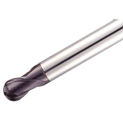 Iscar - 7mm Diam, 7mm LOC, 2 Flute Solid Carbide Ball End Mill - TiAlN Finish, Single End, 90mm OAL, 8mm Shank Diam, Spiral Flute - USA Tool & Supply