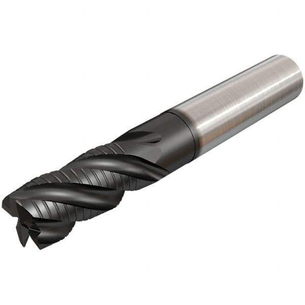 Iscar - 16mm Diam, 34mm LOC, 4 Flute Solid Carbide 45° Corner Chamfer Roughing End Mill - TiAlN Finish, 100mm OAL, 16mm Shank Diam, Single End, Extended Reach, 38° Helix - USA Tool & Supply