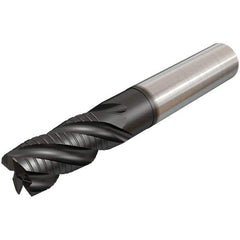 Iscar - 12mm Diam, 26mm LOC, 4 Flute Solid Carbide 45° Corner Chamfer Roughing End Mill - TiAlN Finish, 83mm OAL, 12mm Shank Diam, Single End, Extended Reach, 38° Helix - USA Tool & Supply