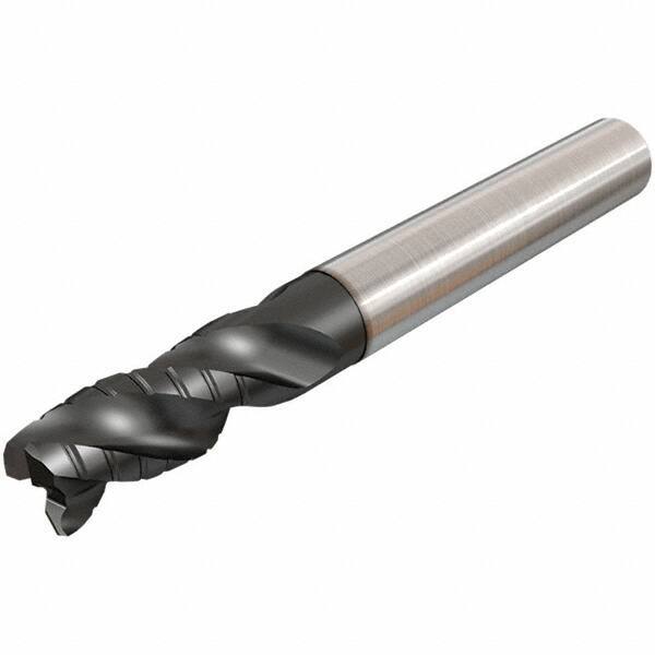 Iscar - 20mm Diam, 42mm LOC, 3 Flute Solid Carbide 45° Corner Chamfer Roughing End Mill - TiAlN Finish, 125mm OAL, 20mm Shank Diam, Single End, Extended Reach, 38° Helix - USA Tool & Supply