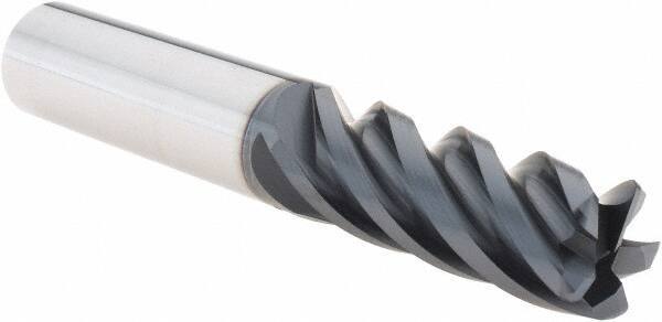 Iscar - 5/8", 5 Flute, Single End, Solid Carbide, 0.06" Corner Radius End Mill - 4" OAL, 38° Helix, Right Hand Flute, 1.56" LOC, Right Hand Cut - USA Tool & Supply