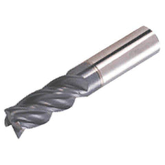 Iscar - 1/2", 4 Flute, Single End, Solid Carbide, 0.12" Corner Radius End Mill - 3-1/2" OAL, 38° Helix, Right Hand Flute, 1" LOC, Right Hand Cut, 1-1/2" Extended Reach - USA Tool & Supply