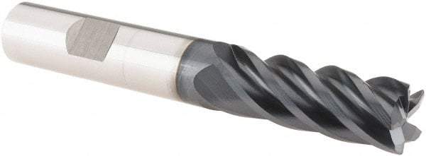 Iscar - 1/2", 5 Flute, Single End, Solid Carbide, 0.025" Corner Radius End Mill - 3-1/2" OAL, Right Hand Flute, 1-1/4" LOC, Right Hand Cut - USA Tool & Supply