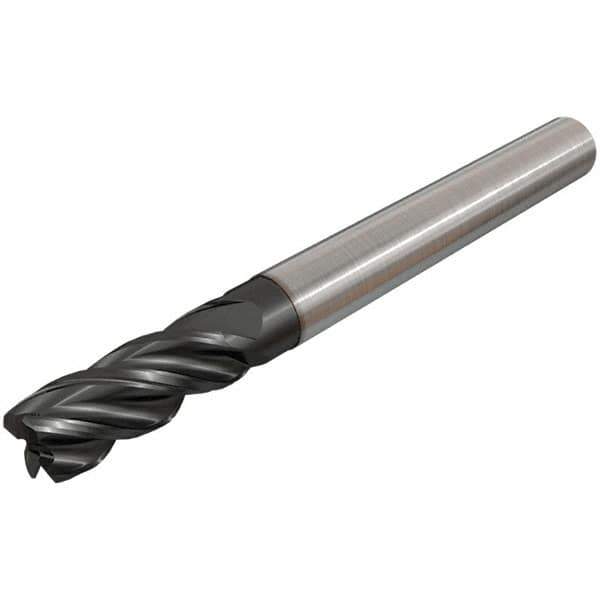 Iscar - 12mm, 4 Flute, Single End, Solid Carbide, Corner Chamfer End Mill - 83mm OAL, 38° Helix, Right Hand Flute, 26mm LOC, Right Hand Cut, 38mm Extended Reach - USA Tool & Supply