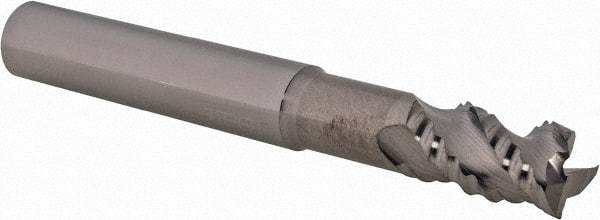 Iscar - 5/16" Diam, Coarse Pitch, 1/2" LOC, 3 Flute Solid Carbide 0.008" Corner Radius Roughing End Mill - Uncoated, 2-1/2" OAL, 5/16" Shank Diam, Single End, Extended Reach, 45° Helix - USA Tool & Supply
