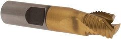 Interstate - 1/2" Diam, Coarse Pitch, 1/2" LOC, 3 Flute Cobalt Roughing Square End Mill - TiN Finish, 2-1/2" OAL, 1/2" Shank Diam, Single End, Centercutting - USA Tool & Supply