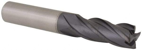 Value Collection - 3/8", 1" LOC, 3/8" Shank Diam, 2-1/2" OAL, 4 Flute, Solid Carbide Square End Mill - Single End, Uncoated, Spiral Flute, 30° Helix, Right Hand Cut, Right Hand Flute - USA Tool & Supply