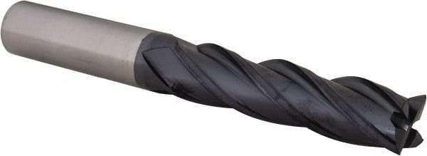 Value Collection - 1/2" Diam, 2" Length of Cut, 1/2" Shank Diam, 4" OAL, 4 Flute Solid Carbide Square End Mill - Single End, Uncoated, Spiral Flute, 30° Helix Angle, Long Length - USA Tool & Supply