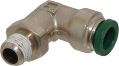 Parker - 5/16" Outside Diam, 1/8 NPTF, Nickel Plated Brass Push-to-Connect Tube Male Swivel Elbow - 300 Max psi, Tube to Male NPT Connection, Buna-N O-Ring - USA Tool & Supply