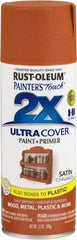 Rust-Oleum - Cinnamon, Satin, Enamel Spray Paint - 8 Sq Ft per Can, 12 oz Container, Use on Multipurpose - USA Tool & Supply