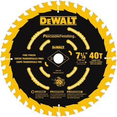 DeWALT - 7-1/4" Diam, 5/8" Arbor Hole Diam, 40 Tooth Wet & Dry Cut Saw Blade - Carbide-Tipped, Diamond Arbor - USA Tool & Supply